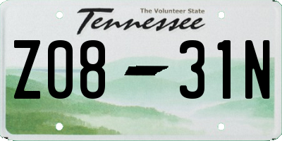 TN license plate Z0831N