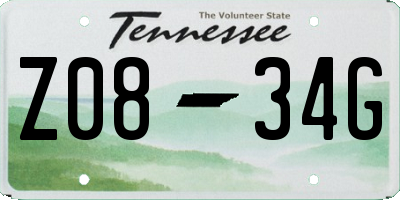 TN license plate Z0834G