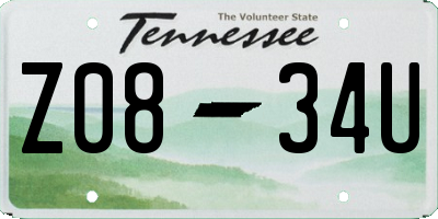 TN license plate Z0834U