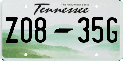 TN license plate Z0835G