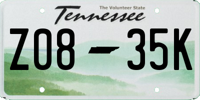 TN license plate Z0835K