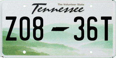 TN license plate Z0836T