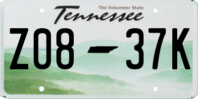 TN license plate Z0837K