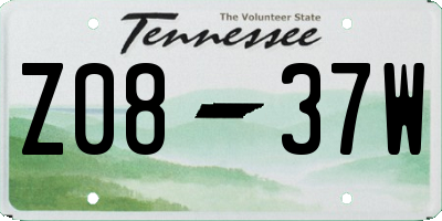 TN license plate Z0837W