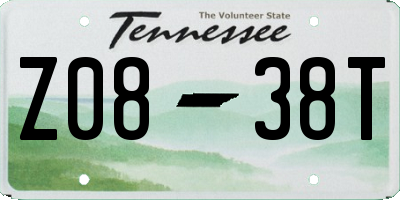 TN license plate Z0838T