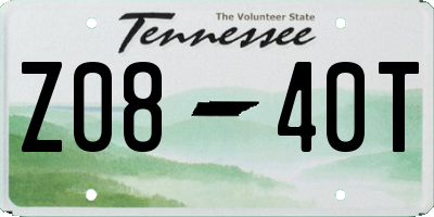 TN license plate Z0840T