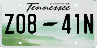 TN license plate Z0841N