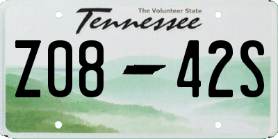 TN license plate Z0842S