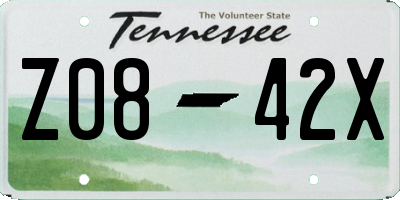 TN license plate Z0842X