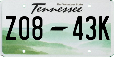 TN license plate Z0843K