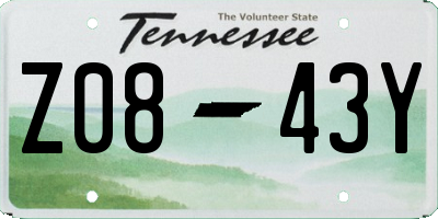 TN license plate Z0843Y