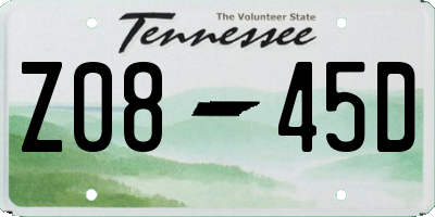 TN license plate Z0845D