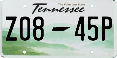TN license plate Z0845P