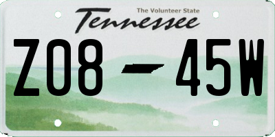 TN license plate Z0845W