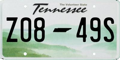 TN license plate Z0849S
