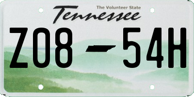 TN license plate Z0854H