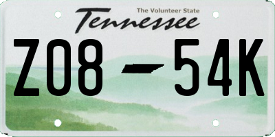 TN license plate Z0854K