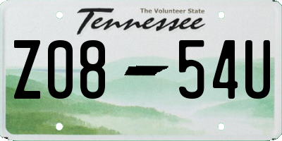 TN license plate Z0854U