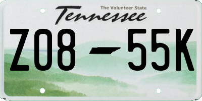 TN license plate Z0855K