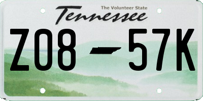 TN license plate Z0857K