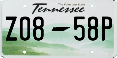 TN license plate Z0858P