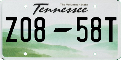 TN license plate Z0858T