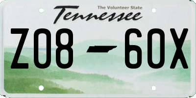 TN license plate Z0860X