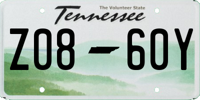 TN license plate Z0860Y