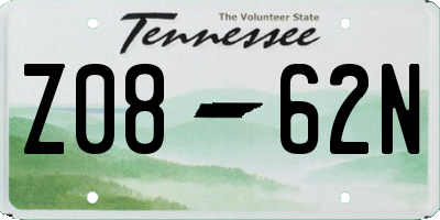 TN license plate Z0862N