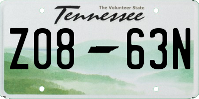 TN license plate Z0863N
