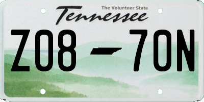 TN license plate Z0870N