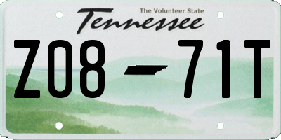 TN license plate Z0871T