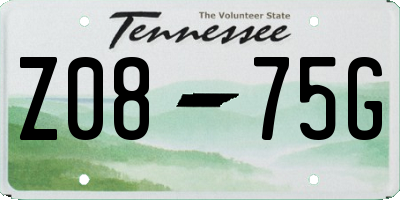 TN license plate Z0875G