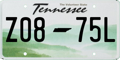 TN license plate Z0875L