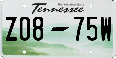 TN license plate Z0875W
