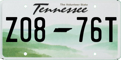 TN license plate Z0876T