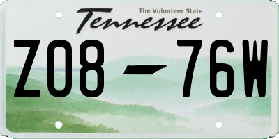 TN license plate Z0876W