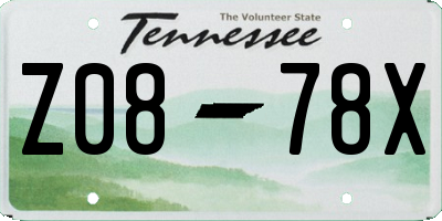 TN license plate Z0878X