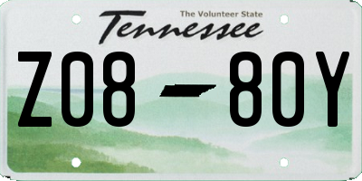 TN license plate Z0880Y