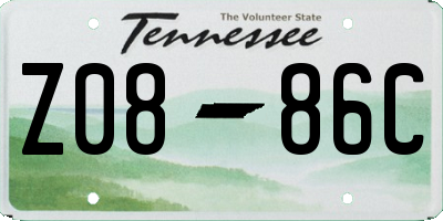 TN license plate Z0886C