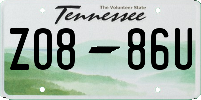 TN license plate Z0886U