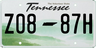 TN license plate Z0887H