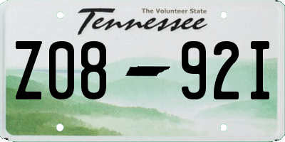 TN license plate Z0892I
