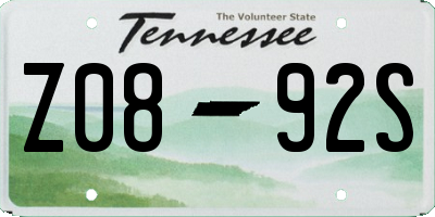 TN license plate Z0892S