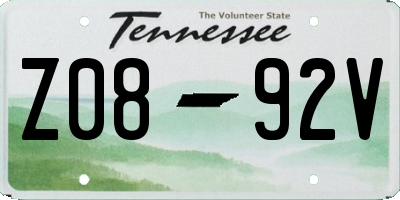 TN license plate Z0892V