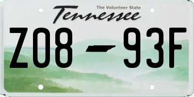 TN license plate Z0893F