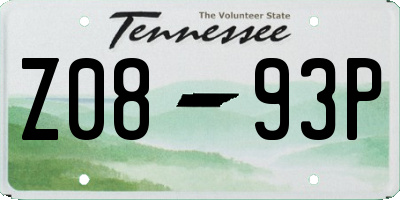 TN license plate Z0893P