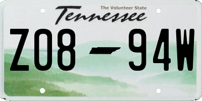 TN license plate Z0894W
