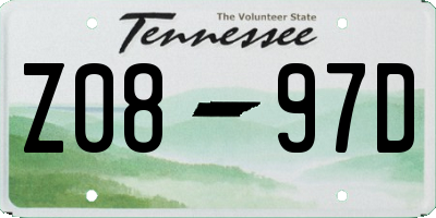 TN license plate Z0897D