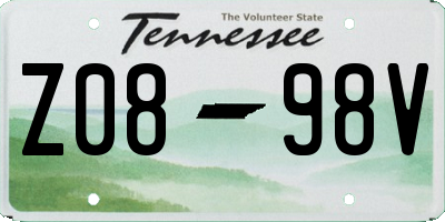 TN license plate Z0898V
